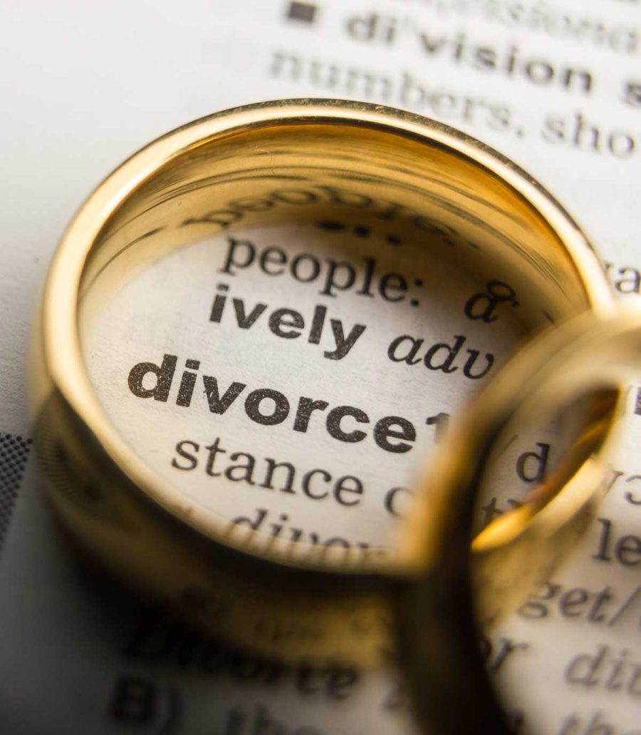 Wedding rings on top of divorce application family lawyers Adelaide